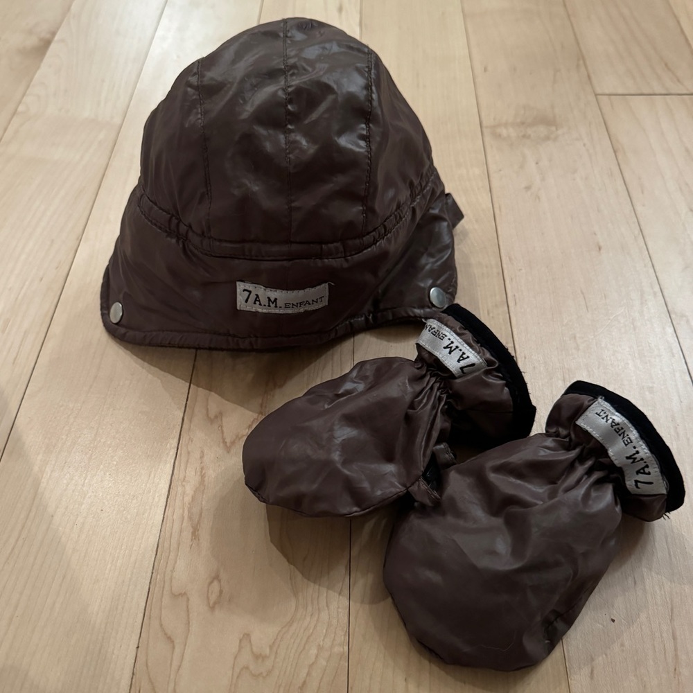 7am Enfant Winter Hat and Mitten Set / Medium 3-6 Months